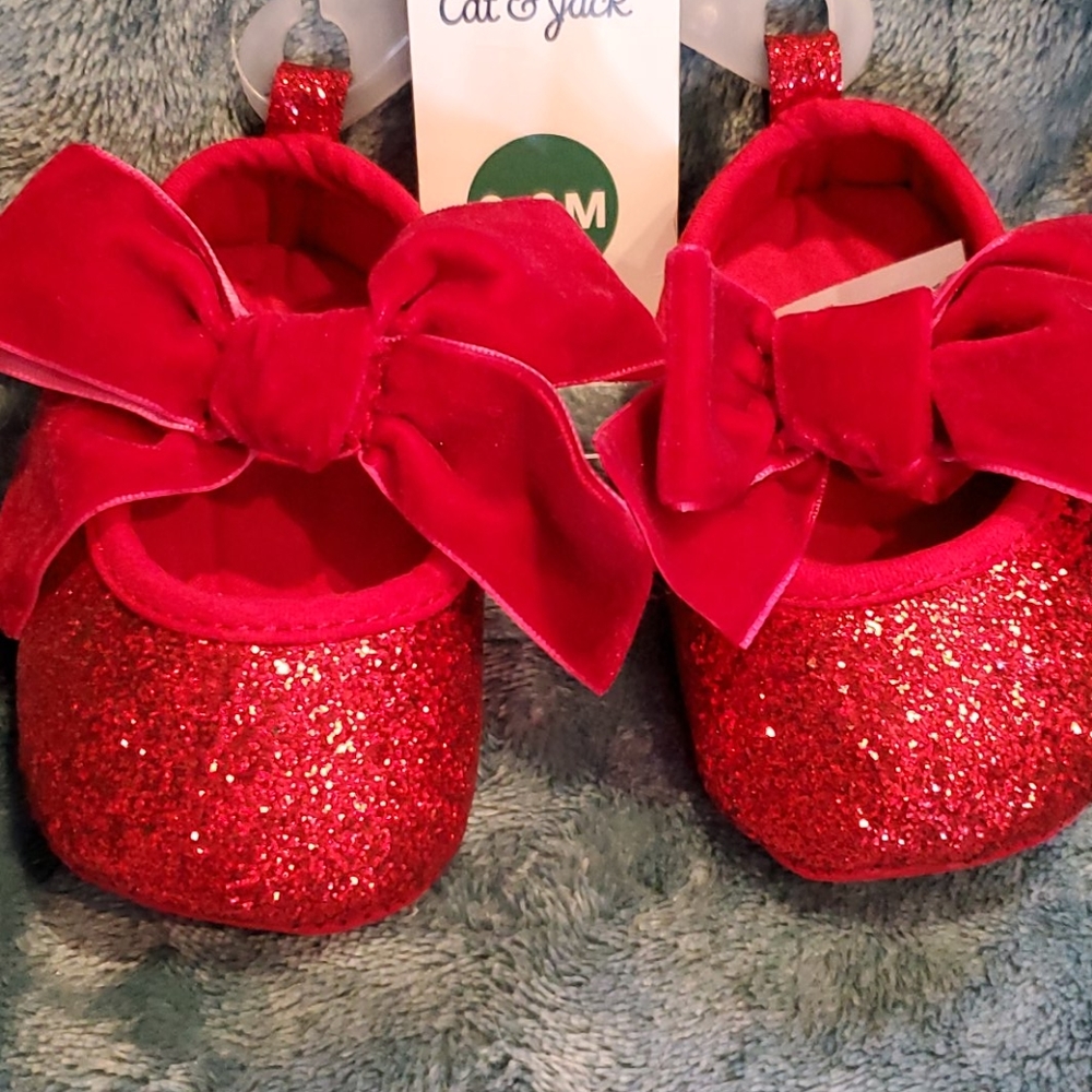 Red sparkly baby girl shoes